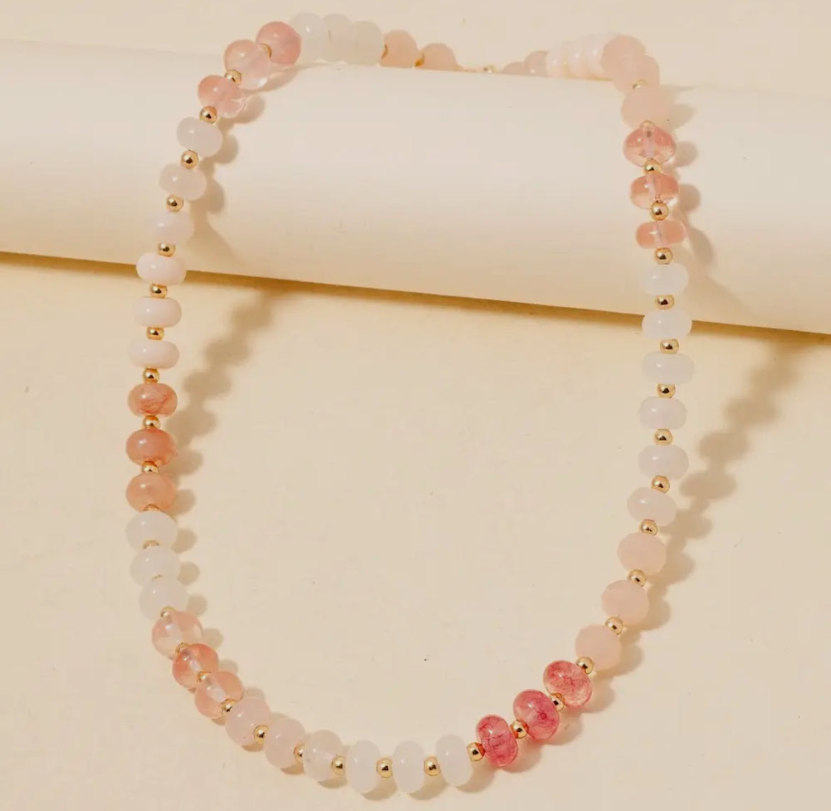 Strawberry Crush Beaded Necklace