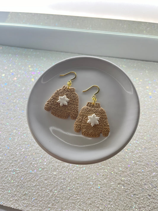 Snowflake Textured Clay Sweater Earrings