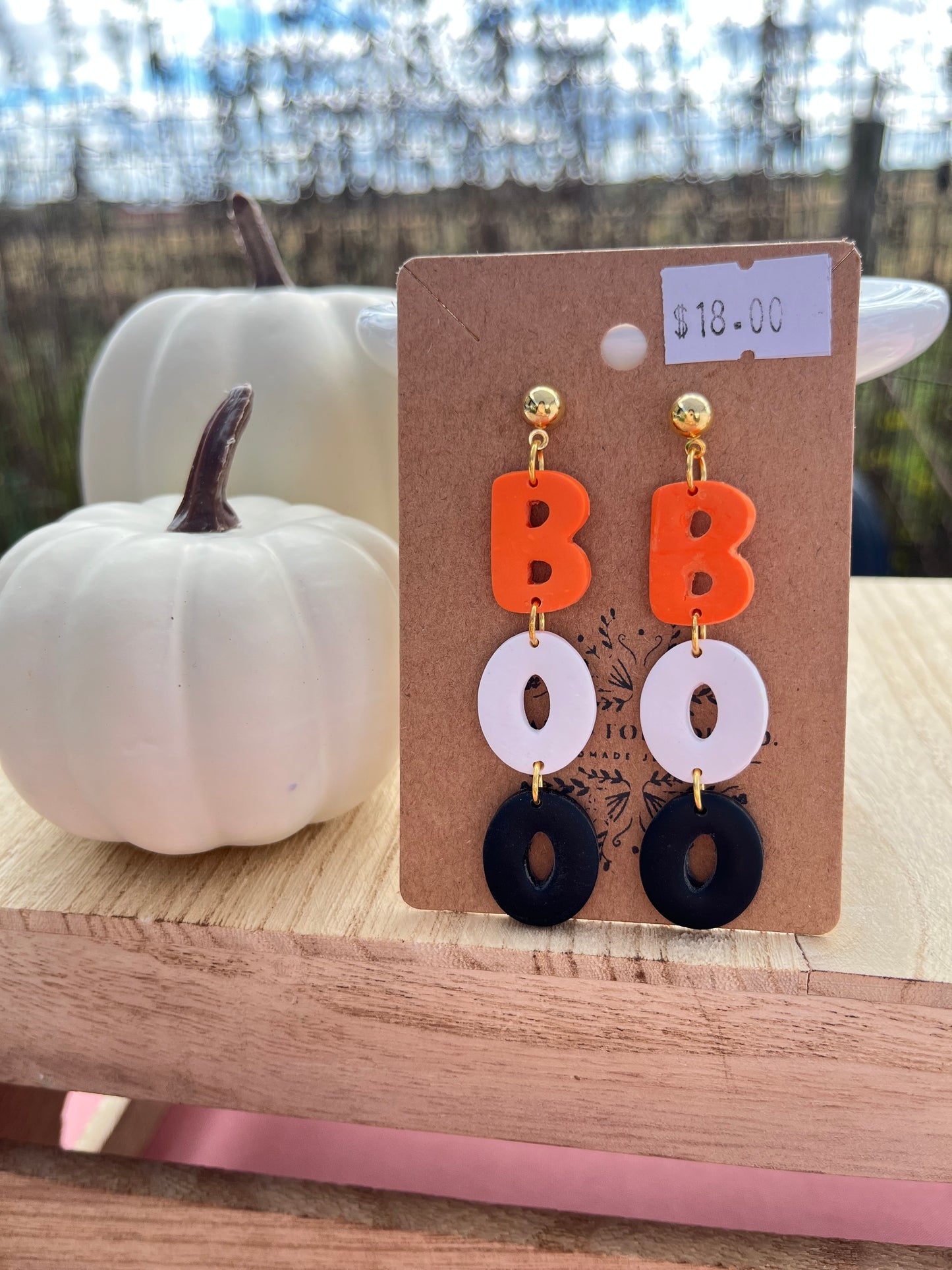 BOO Clay Drop Stud Earrings