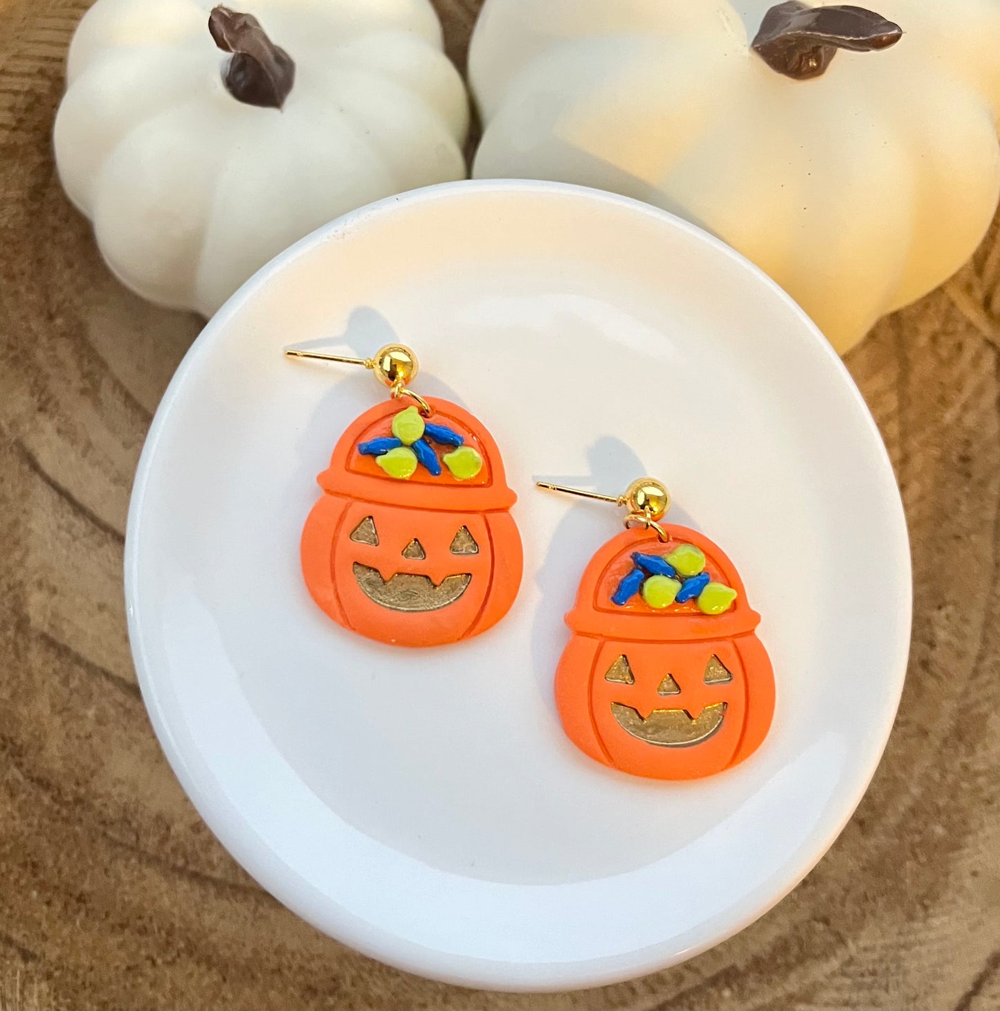 Pumpkin Candy Bucket Earrings
