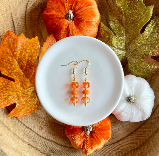 Pumpkin Harvest Beaded Drop Earrings