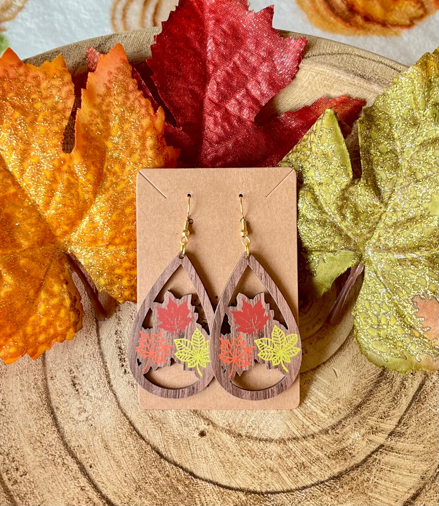 Autumn Whimsy Wooden Earrings - 6 Fall Designs