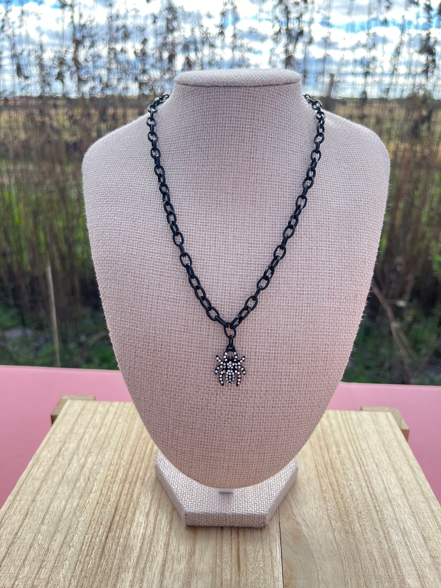 Spider Sparkle Pendant Chain Necklace