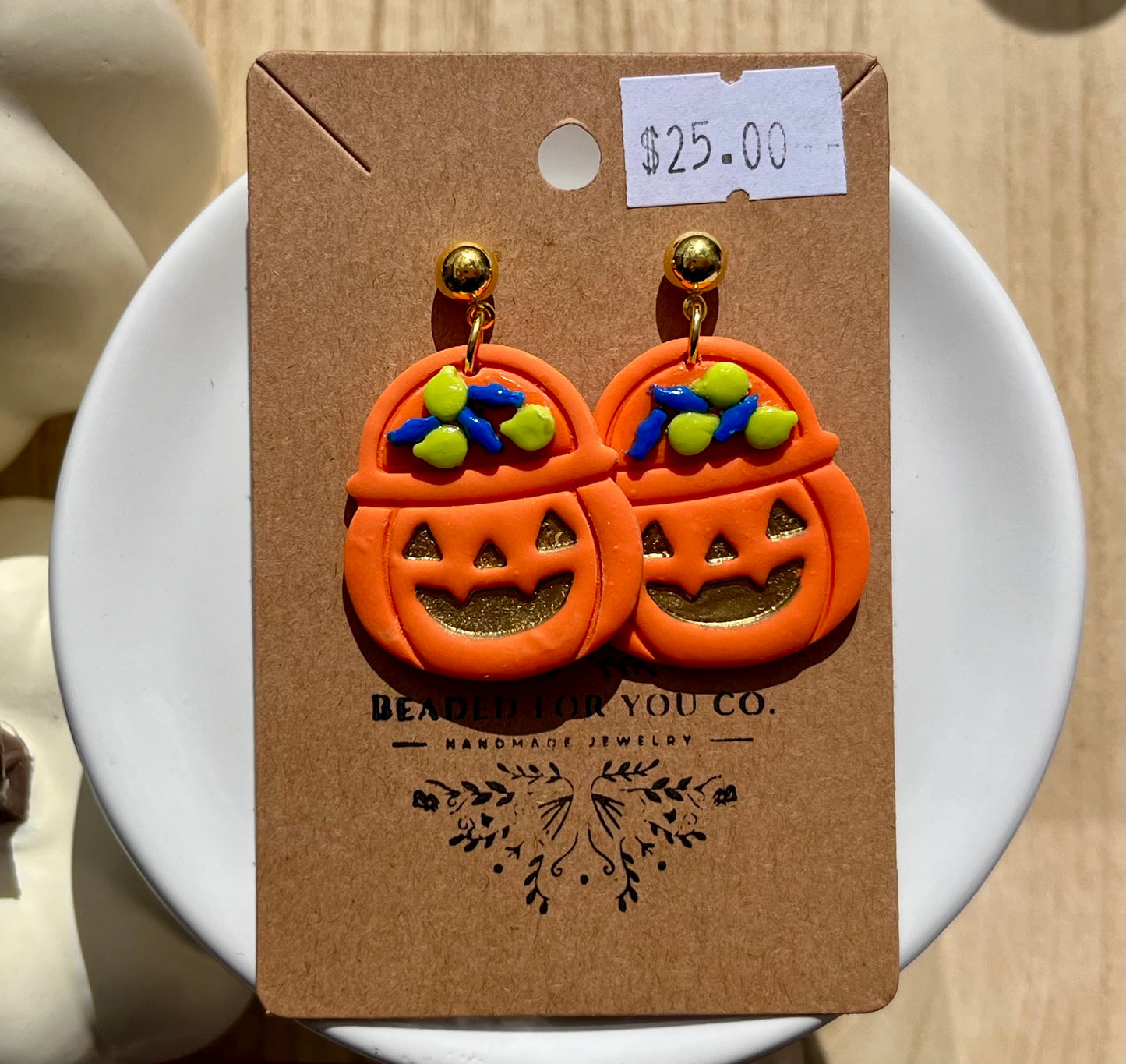 Pumpkin Candy Bucket Earrings