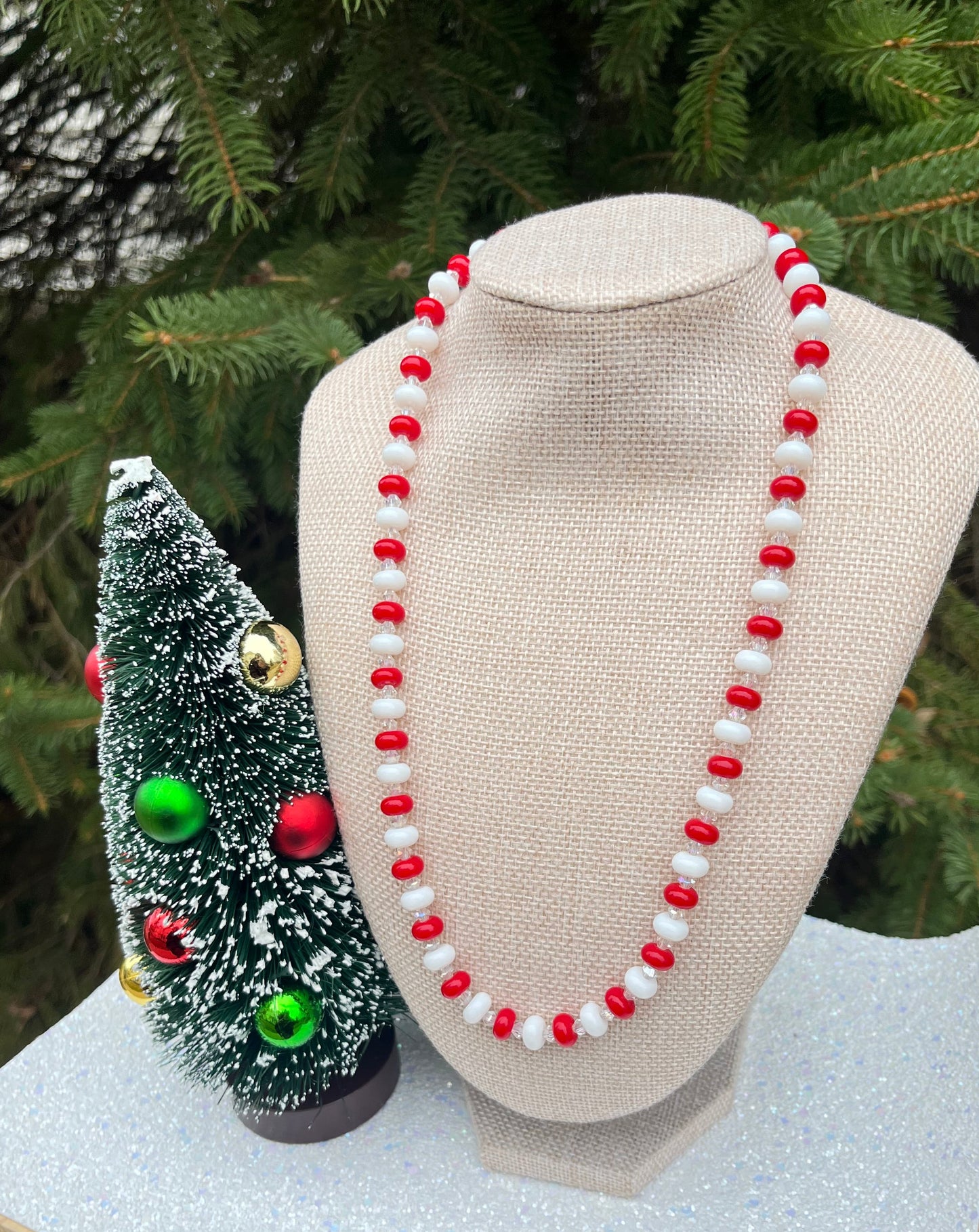 Peppermint Twist Beaded Necklace