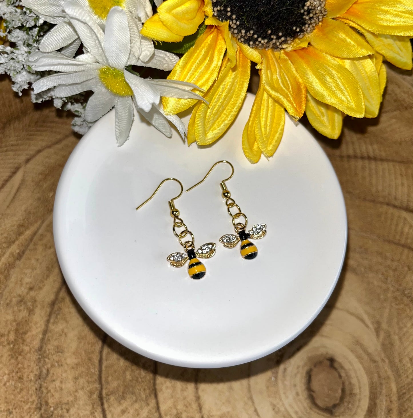 Honey Bee Sparkle Charm Earrings