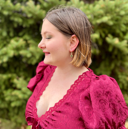 Frosted Fir Crystal Drop Earrings