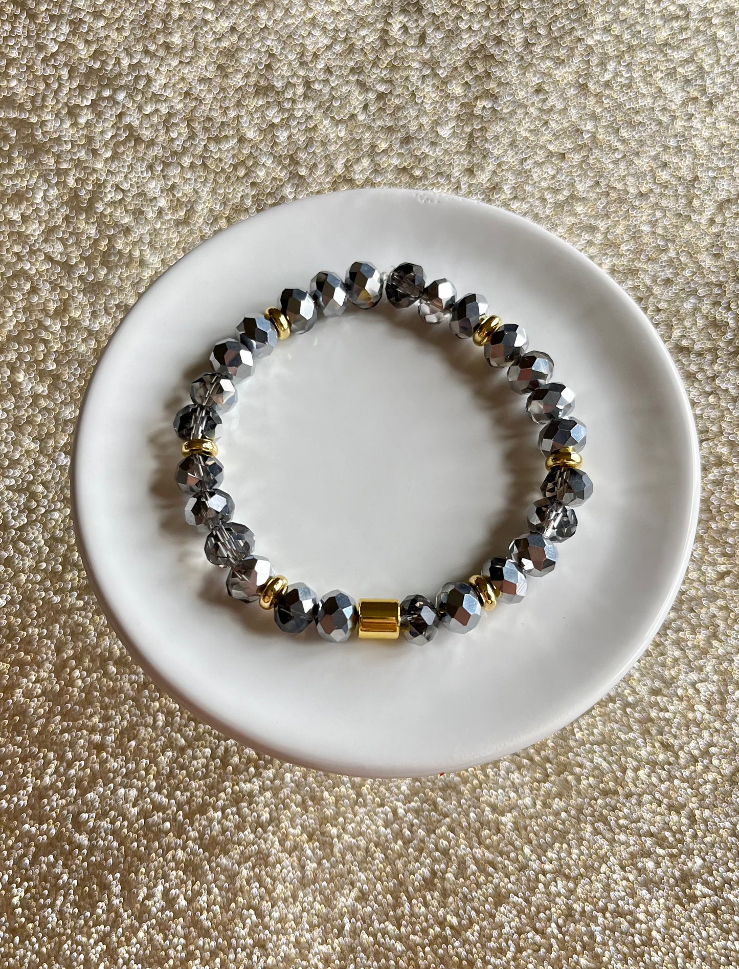 Hematite Glam Beaded Stretch Bracelet
