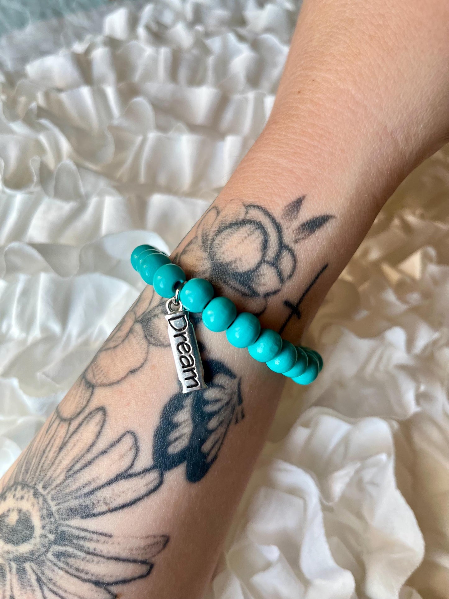 Wooden “Dream” Charm Stretch Bracelet