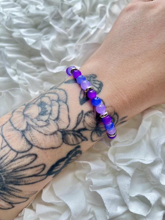 Brilliantly Bold • Glass Beaded Stretch Bracelets with Silver accents