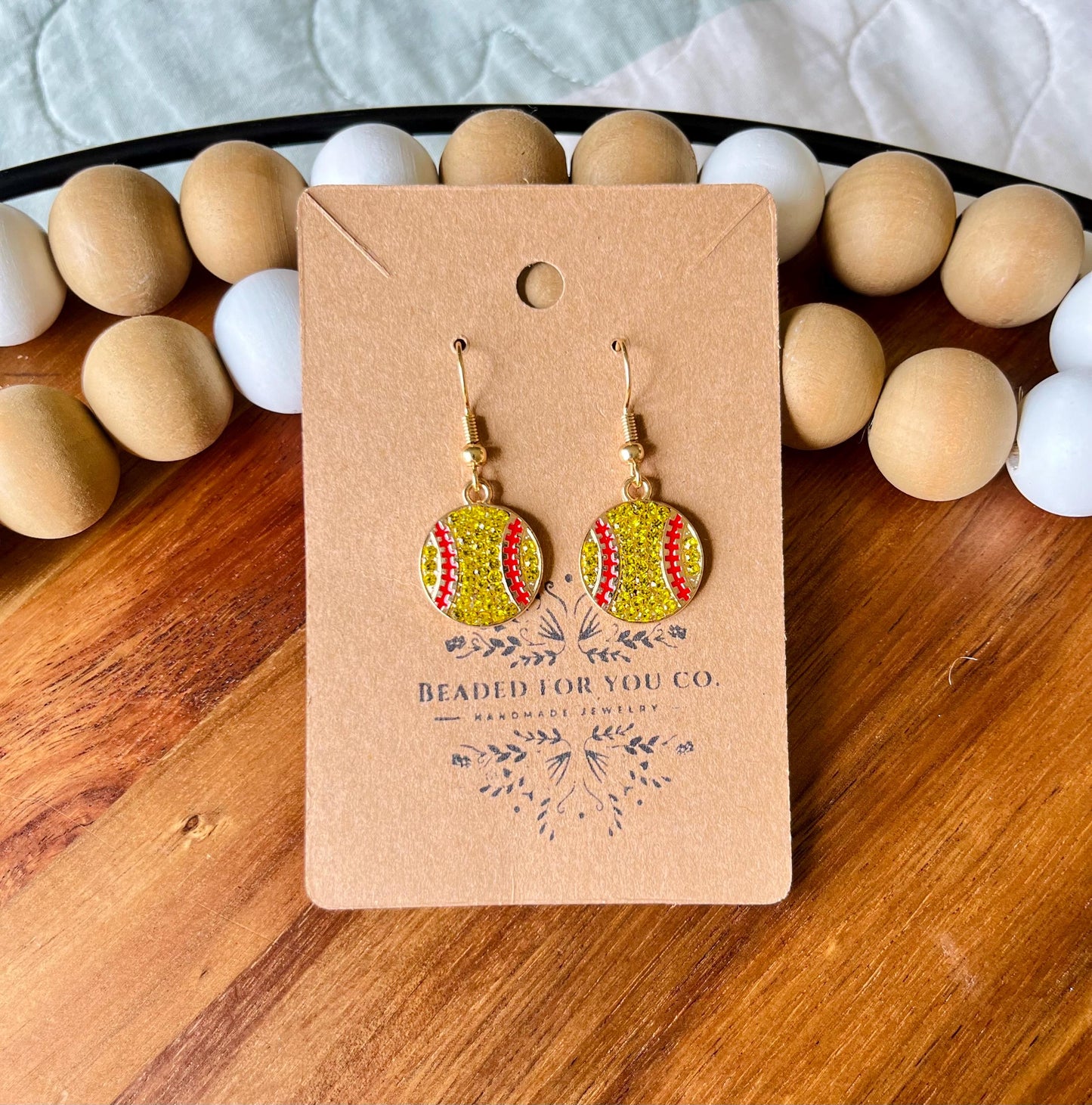 Home Team Collection β Handmade Crystal Sports Charm Drop Earrings | Football, Softball, Baseball, Basketball, Soccer