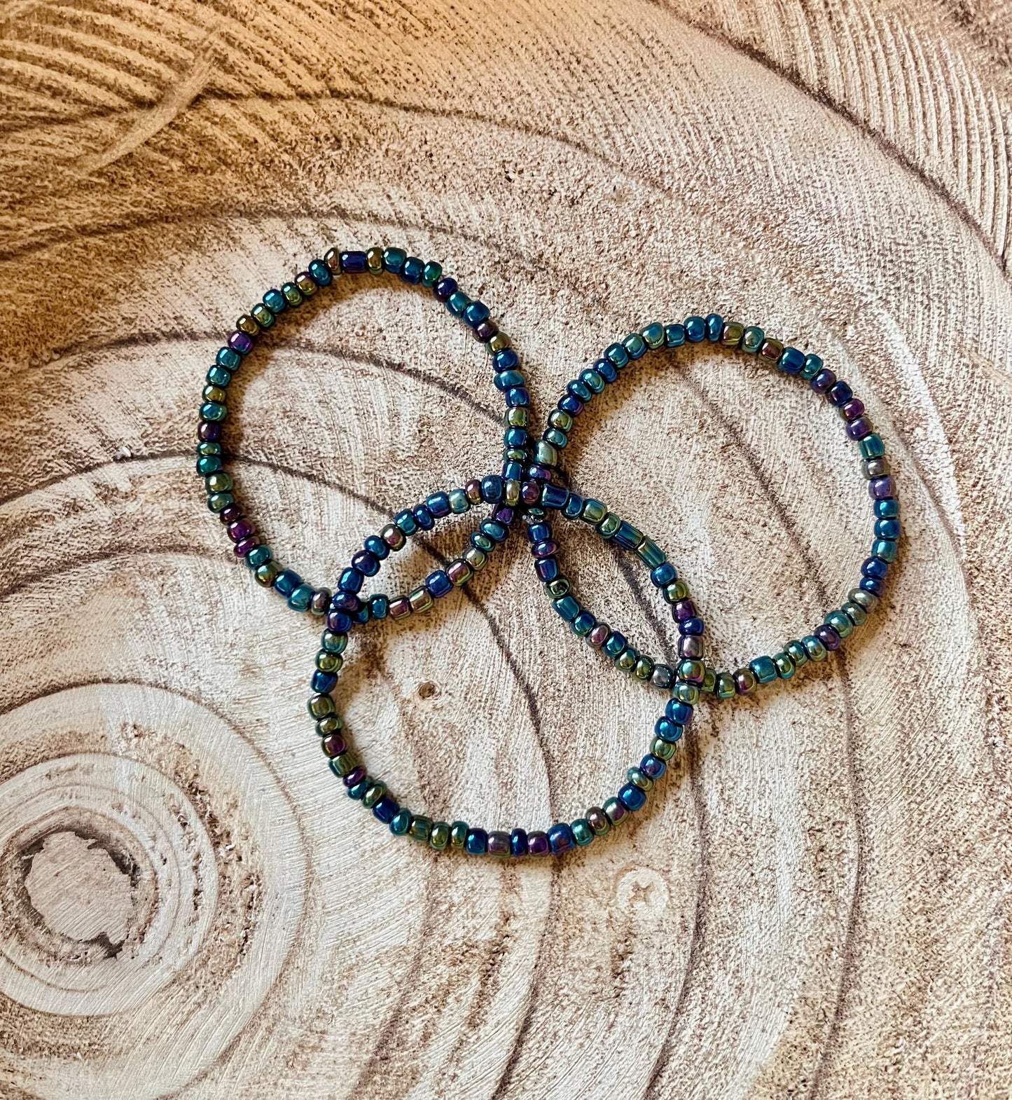 Oil Spill Aura – Bracelet Set of 3 Oil Spill Seed Bead Bracelets