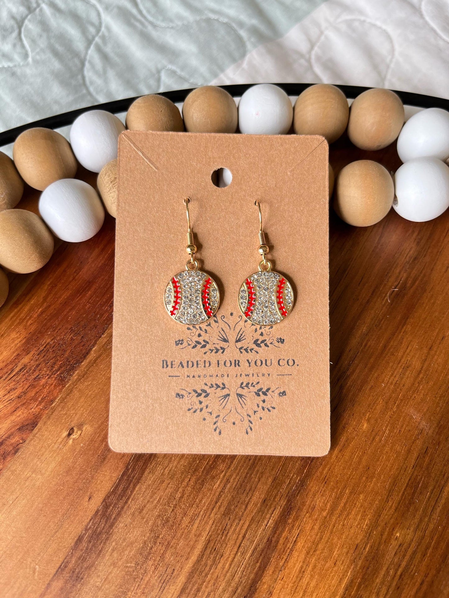 Home Team Collection β Handmade Crystal Sports Charm Drop Earrings | Football, Softball, Baseball, Basketball, Soccer