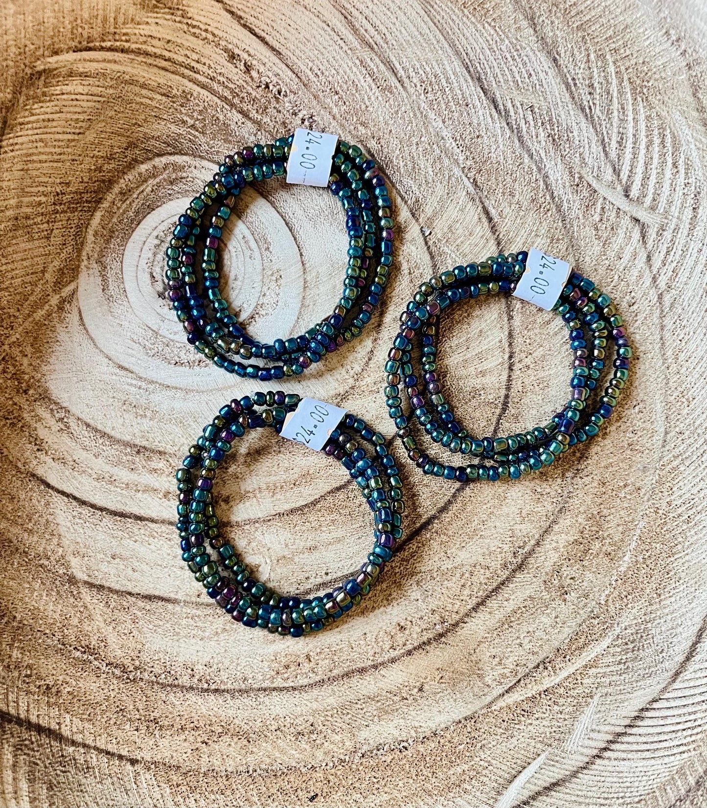 Oil Spill Aura – Bracelet Set of 3 Oil Spill Seed Bead Bracelets