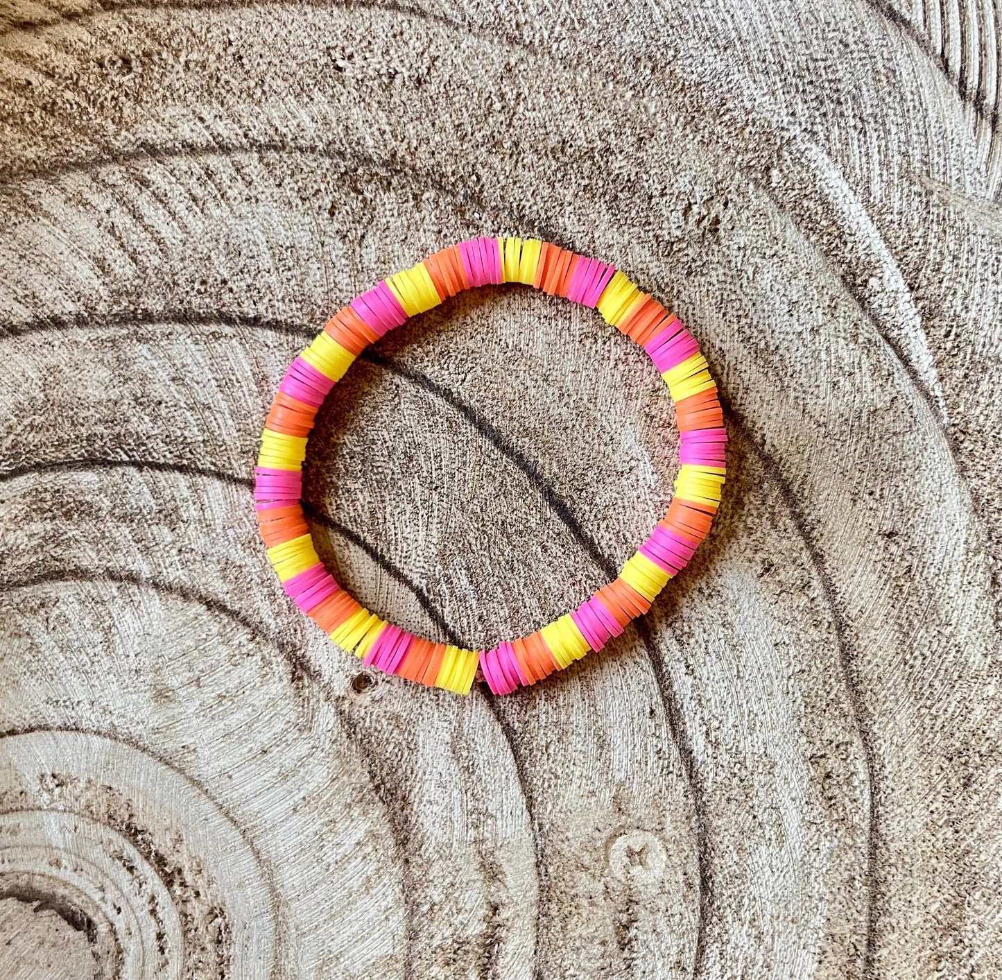 Beach Day – Bracelet Set of 4 Handmade Colorful Polymer Clay beaded bracelets