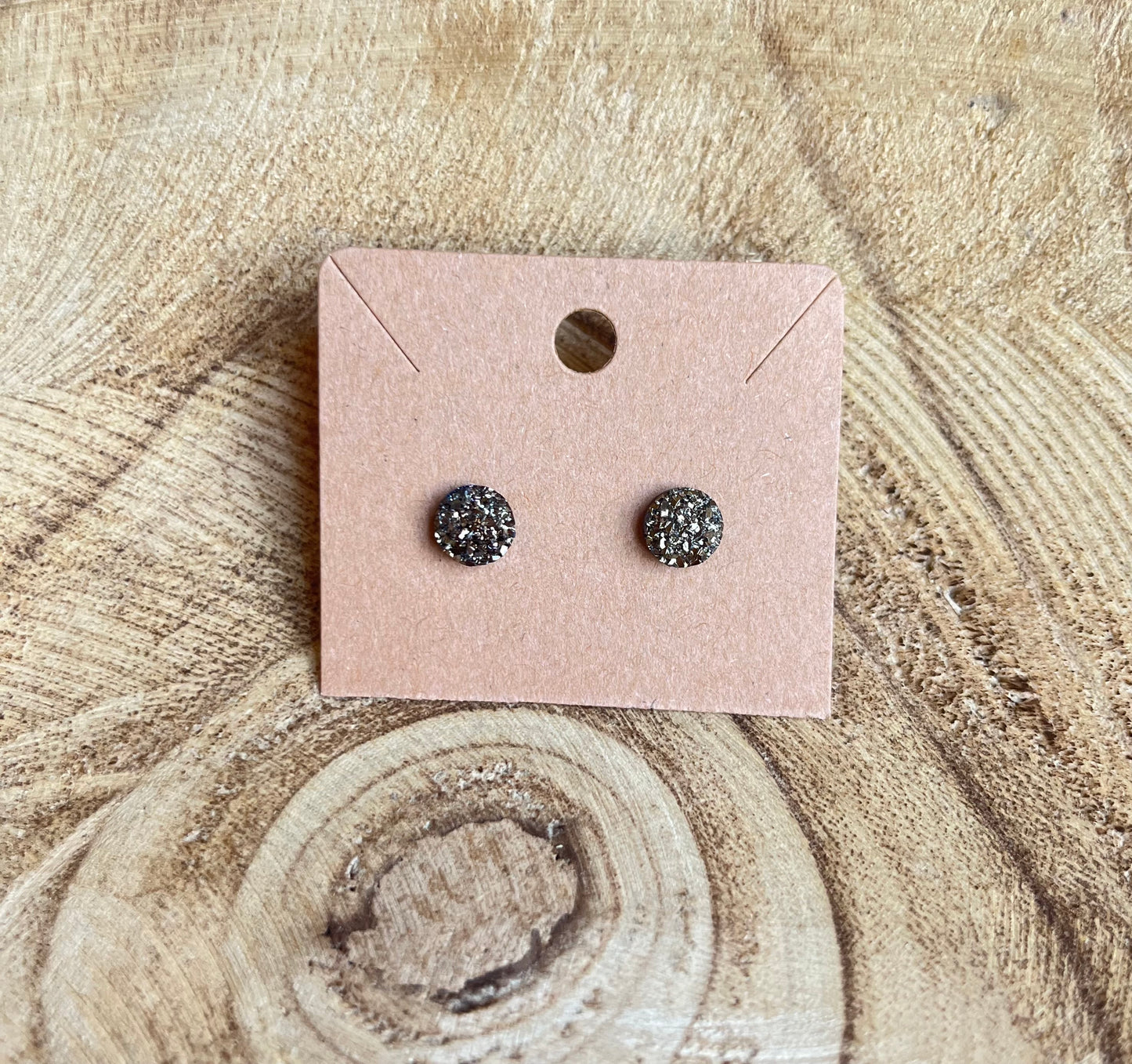 Iridescent Druzy Stone Stud Earrings