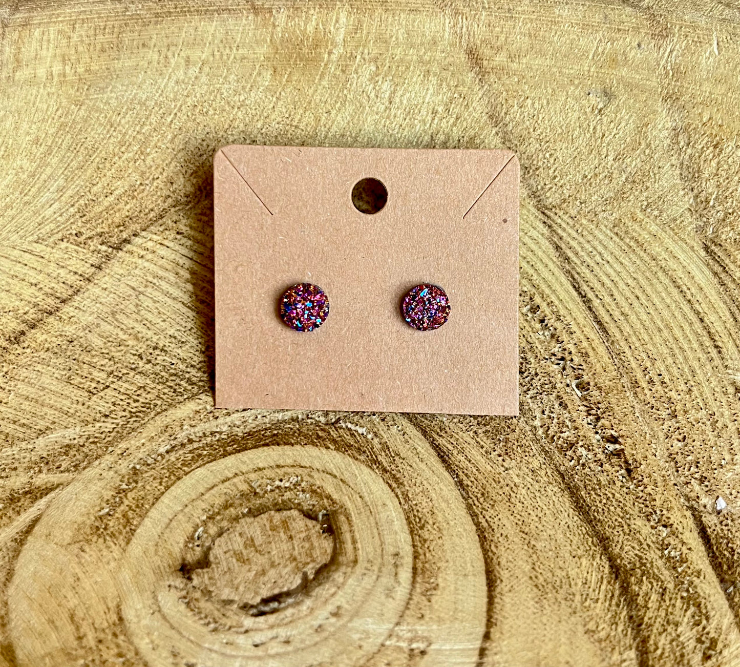 Iridescent Druzy Stone Stud Earrings