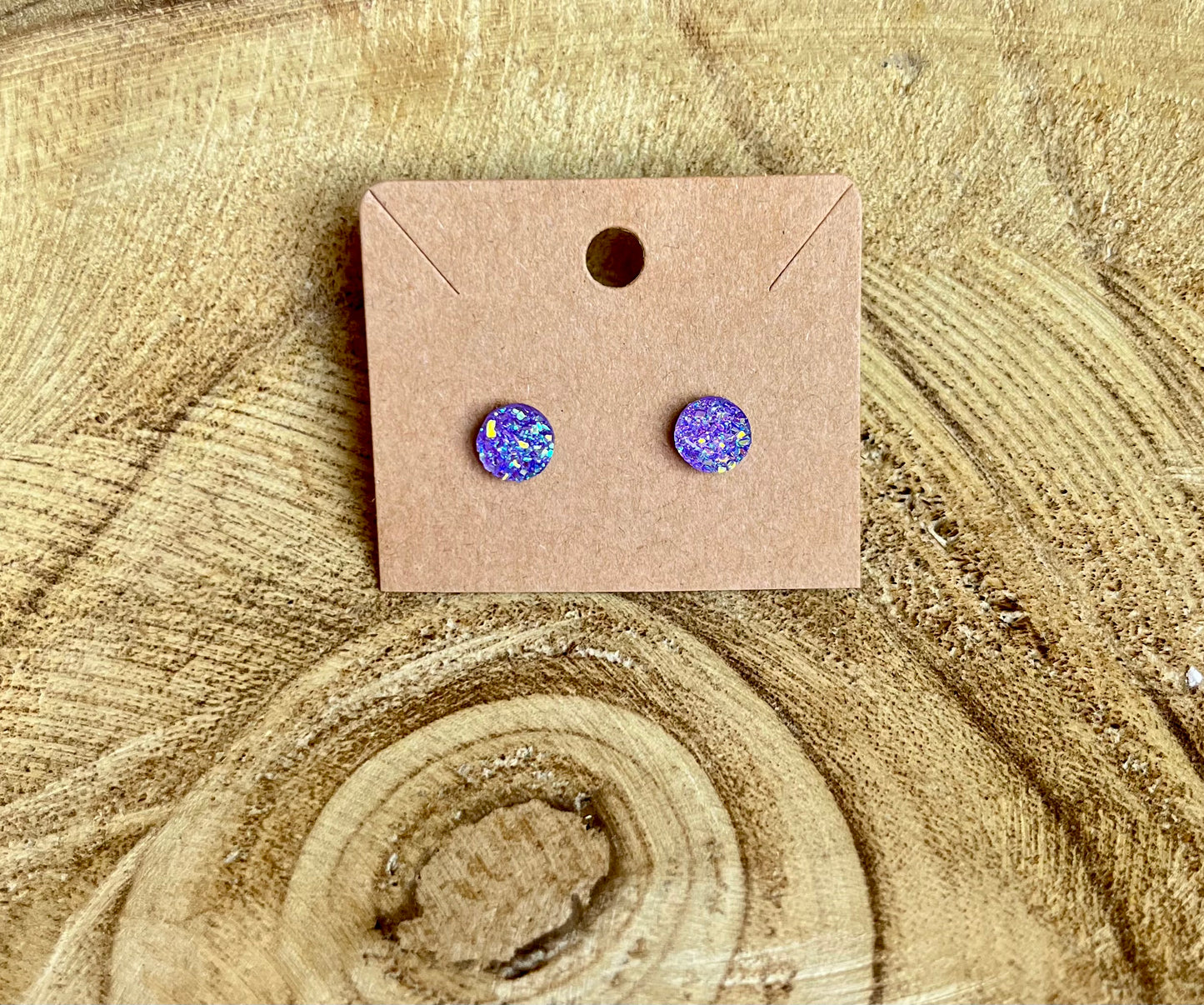 Iridescent Druzy Stone Stud Earrings