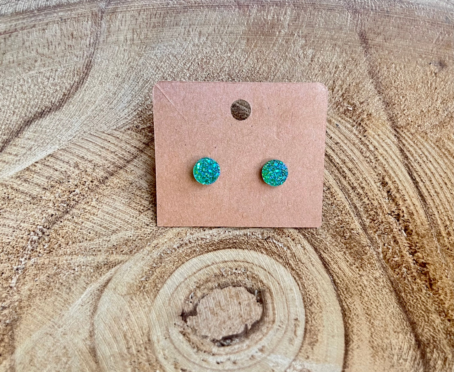 Iridescent Druzy Stone Stud Earrings
