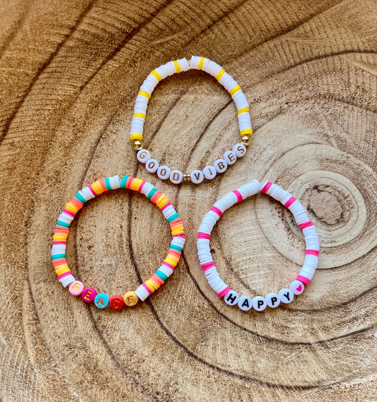 Good Vibes Collection | Beachy Clay Letter Bracelets