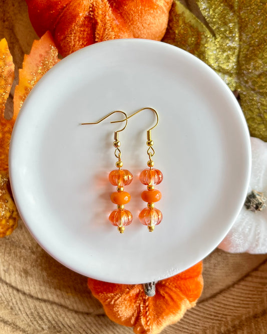 Pumpkin Harvest Beaded Drop Earrings