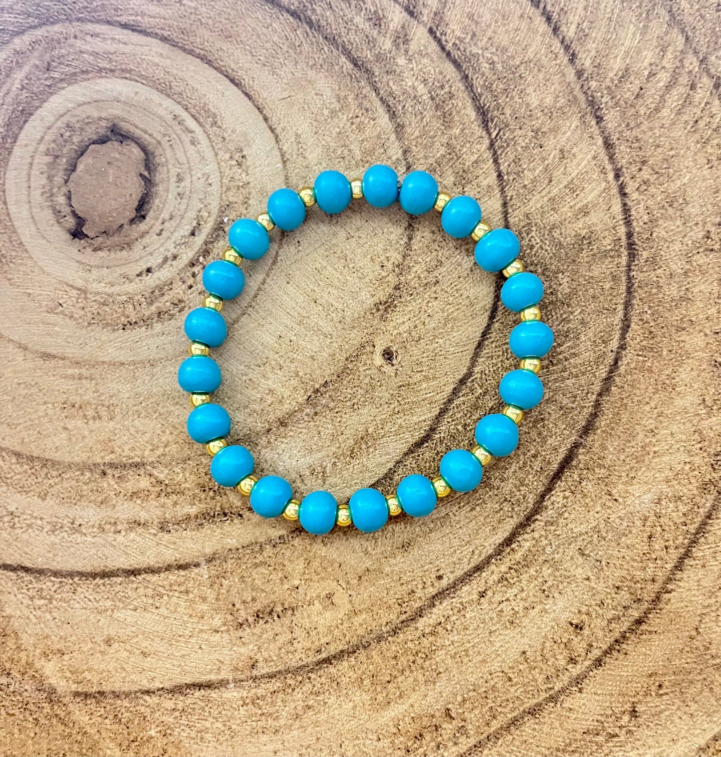 Turquoise Treasure Wooden Beaded Bracelet