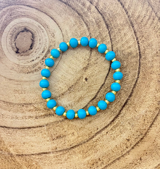 Turquoise Treasure Wooden Beaded Bracelet