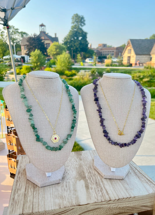 Natural Gemstone Chip Necklace