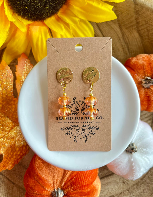Golden Pumpkin Glow Double Drop Earrings