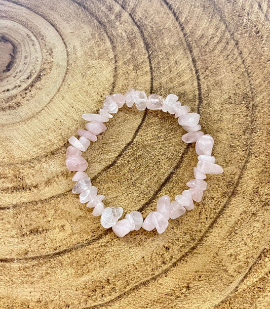 Rose Quartz Chip Stretch Bracelet