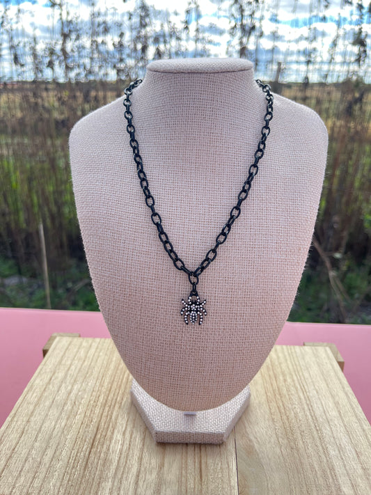 Spider Sparkle Pendant Chain Necklace