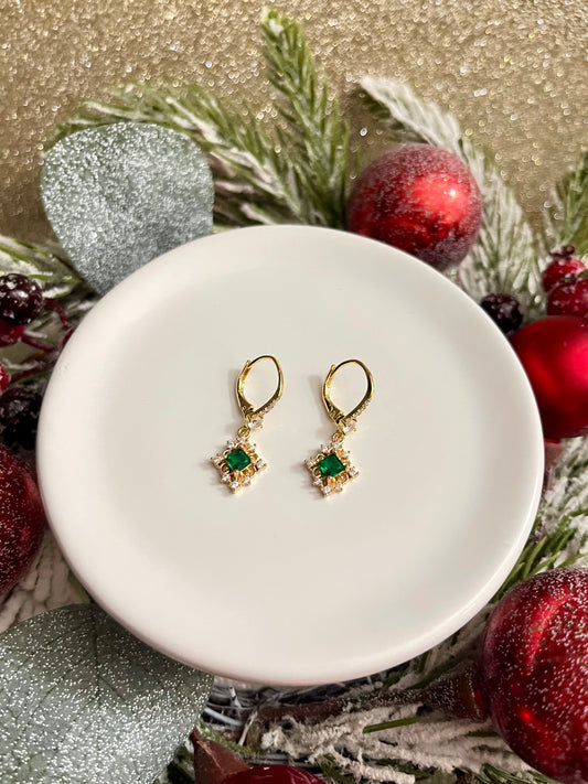 Frosted Fir Crystal Drop Earrings