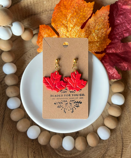 Crimson Leaves Drop Earrings