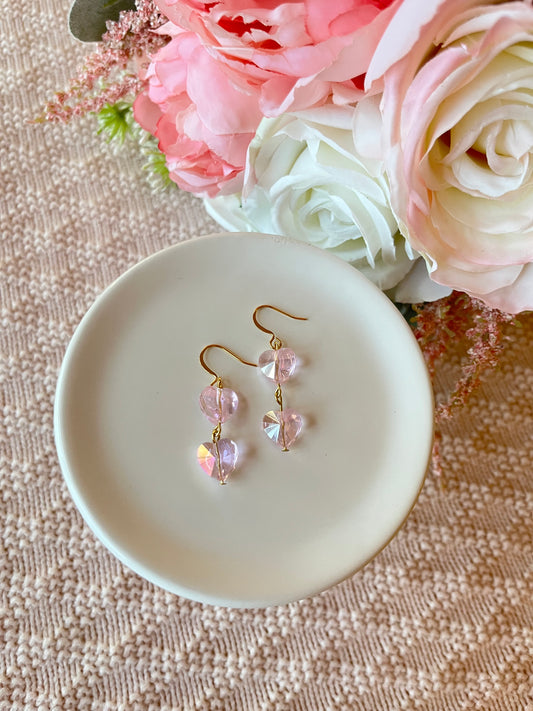 Pink Champagne Heart Earrings