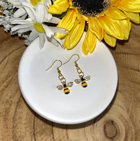 Honey Bee Sparkle Charm Earrings