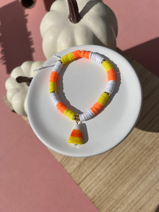 Candy Corn Beaded Charm Bracelet