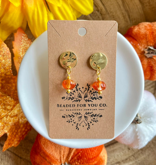 Golden Pumpkin Glow Drop Earrings