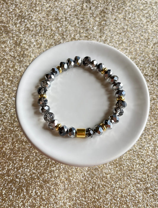 Hematite Glam Beaded Stretch Bracelet