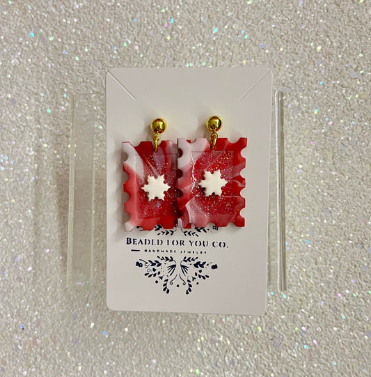 Peppermint Swirl Post Stamp Earrings