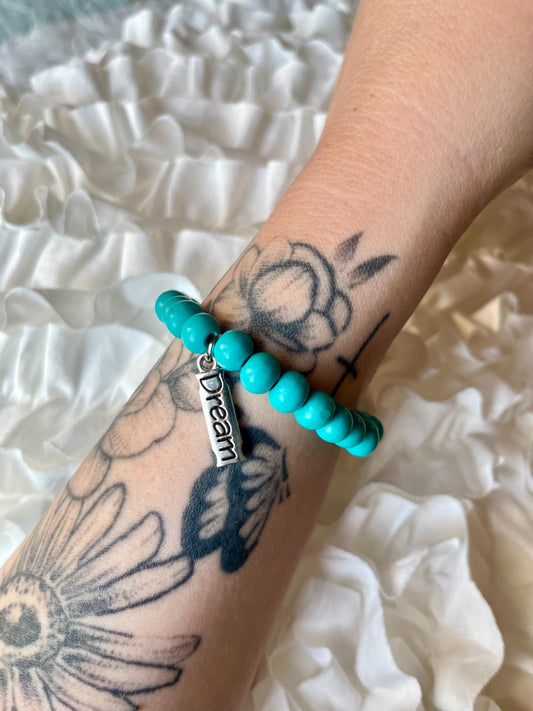 Wooden “Dream” Charm Stretch Bracelet