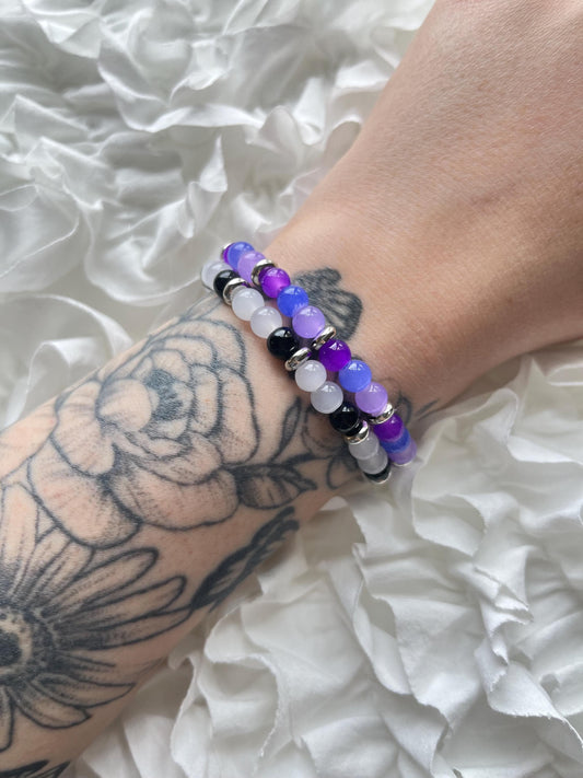 Brilliantly Bold • Glass Beaded Stretch Bracelets with Silver accents