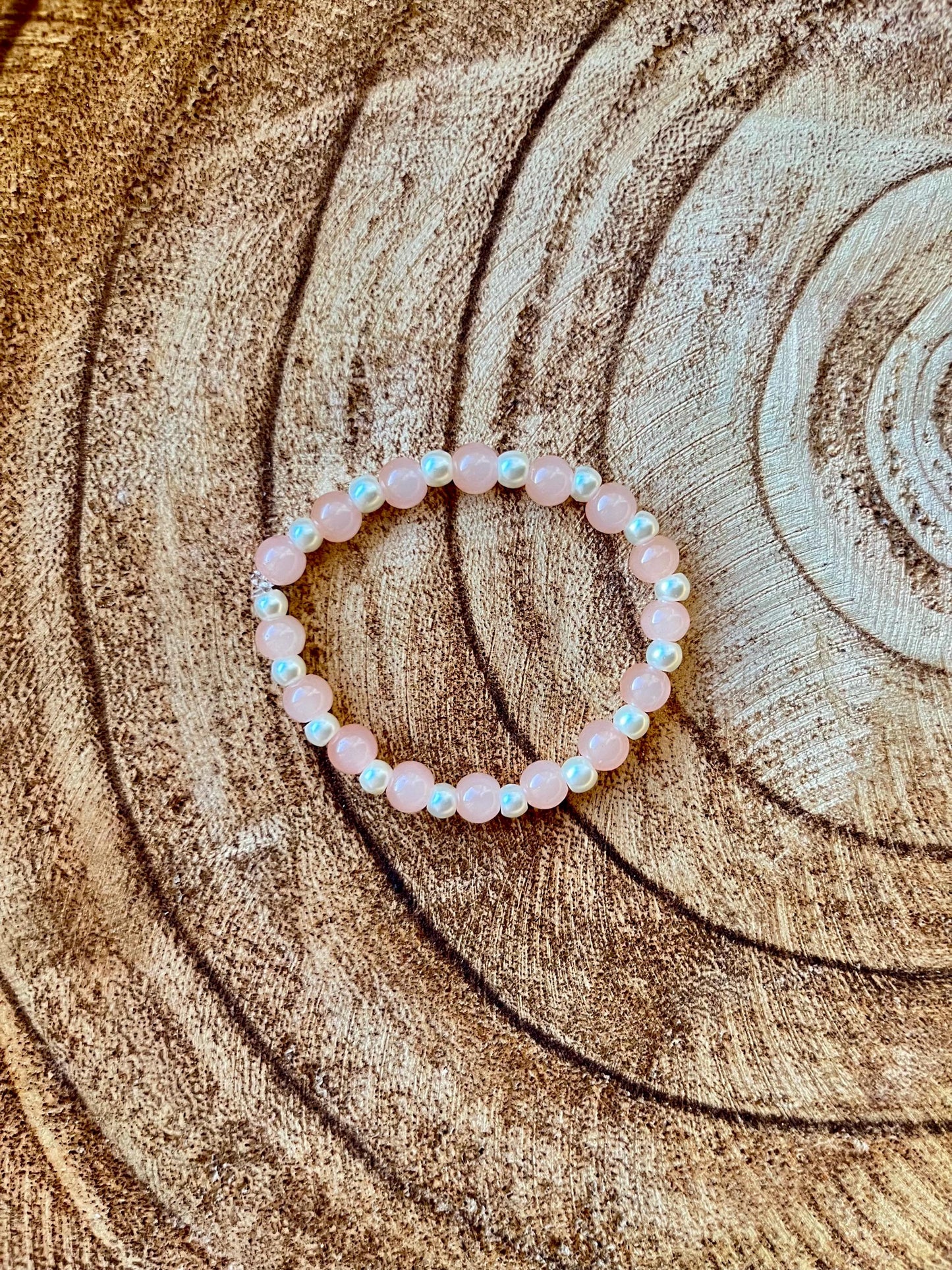 Kids Faux Pearl Stretch Bracelet – Pink or Blue | 5.5” Diameter