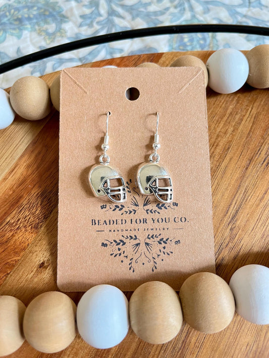 Football Sterling Silver Handmade Charm Earrings- Football Player, Football, or Football Helmet