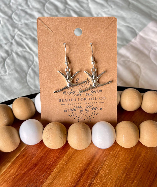 Dance Sterling Silver Handmade Charm Earrings- Leaping Ballerina