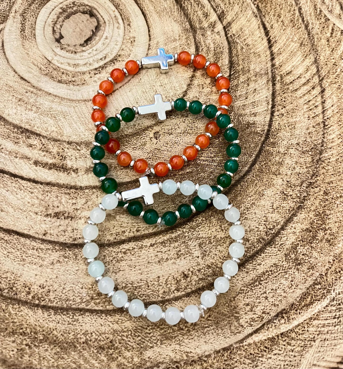 Forever Faithful – Glass Beaded Cross Stretch Bracelets | Christian Jewelry