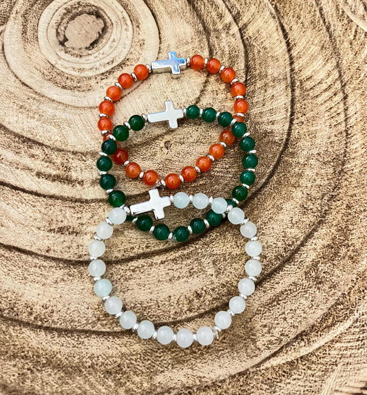 Forever Faithful – Glass Beaded Cross Stretch Bracelets | Christian Jewelry