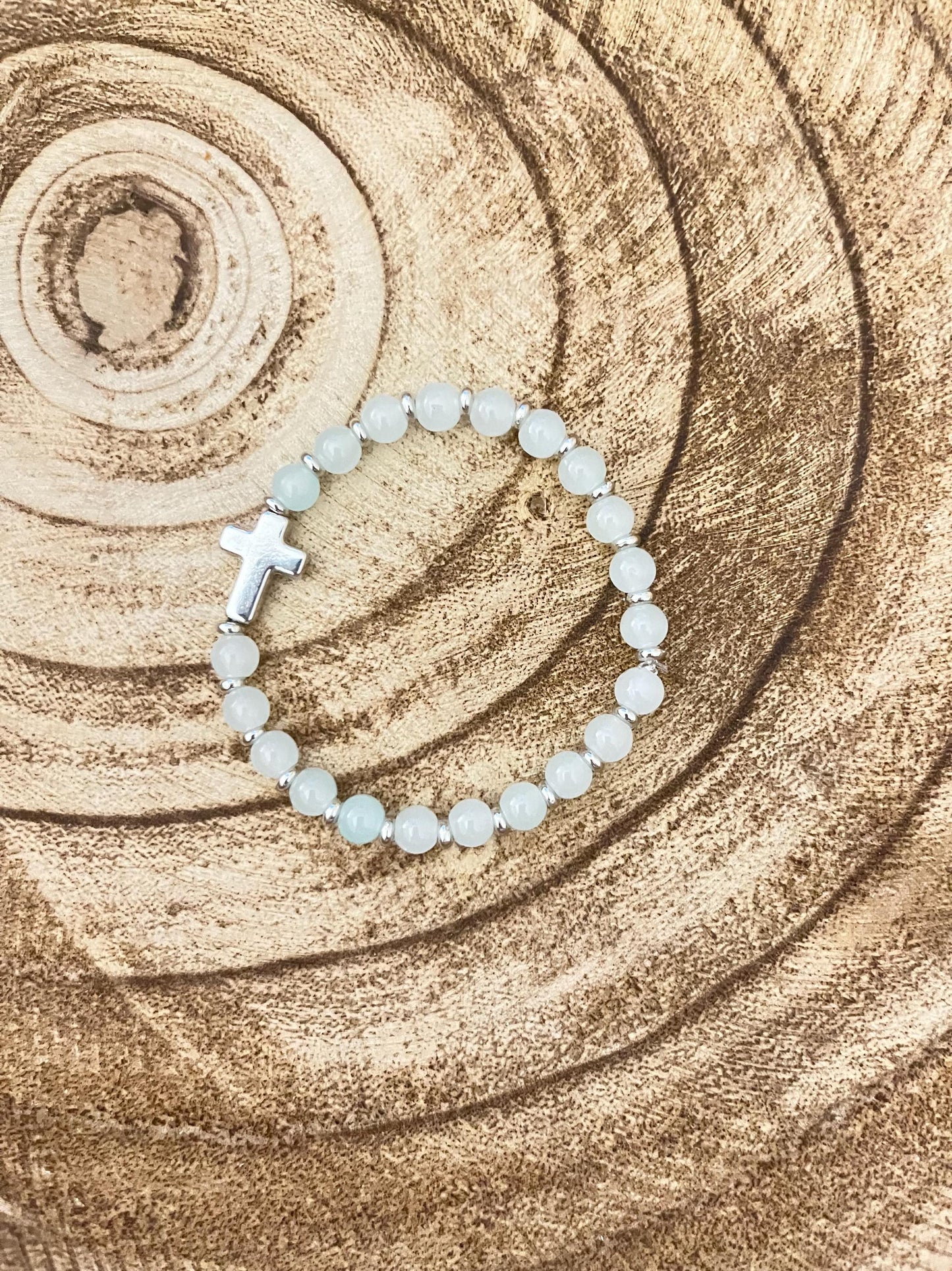 Forever Faithful – Glass Beaded Cross Stretch Bracelets | Christian Jewelry