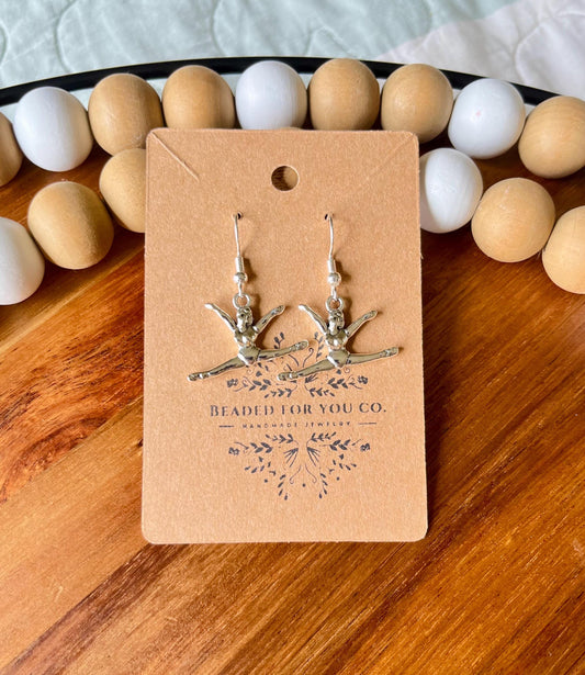 Dance Sterling Silver Handmade Charm Earrings- Leaping Ballerina
