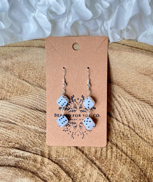Roll The Dice – Drop Charm Earrings | Sterling Silver Ear Hooks