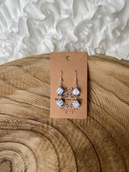 Roll The Dice – Drop Charm Earrings | Sterling Silver Ear Hooks
